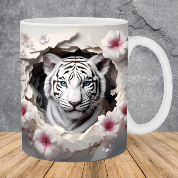 Tiger Coffee Cup 3D illusion Coffee Mugs, Animal Gift Cup Travel Mug Funny Drinking Cup Desk Decor,11.2oz Ceramic Mug Tea Mug, Birthday Christmas Gift