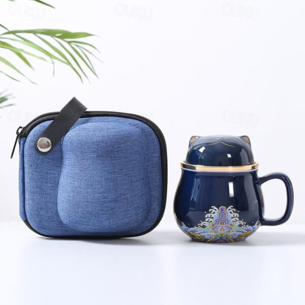 Travel Tea Set Ceramic Portable Lucky Cat Tea Mug - Perfect for Travel, Office, or as a Gift! 2025 - US $29.99