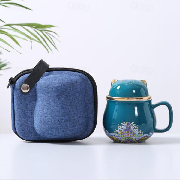 Travel Tea Set Ceramic Portable Lucky Cat Tea Mug - Perfect for Travel, Office, or as a Gift! 2025 - US $29.99