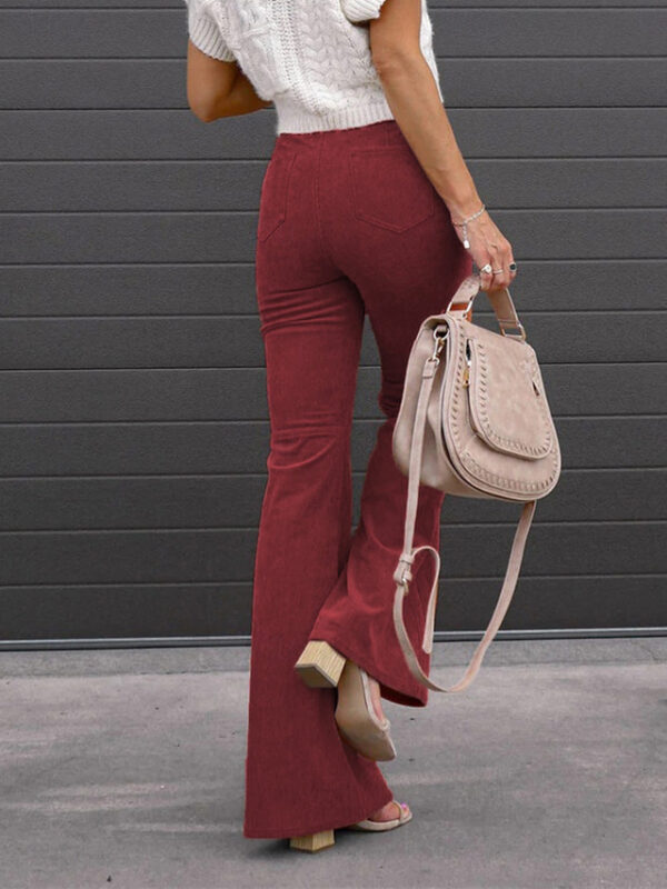 Women‘s Bell Corduroy Flare Pants Bottom Trousers Full Length Pocket High Waist Fashion Streetwear Xmas Wine Black S M Winter Autumn Fall 2025 - US $2