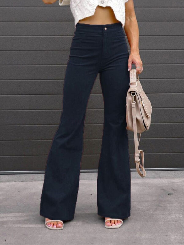 Women‘s Bell Corduroy Flare Pants Bottom Trousers Full Length Pocket High Waist Fashion Streetwear Xmas Wine Black S M Winter Autumn Fall 2025 - US $2