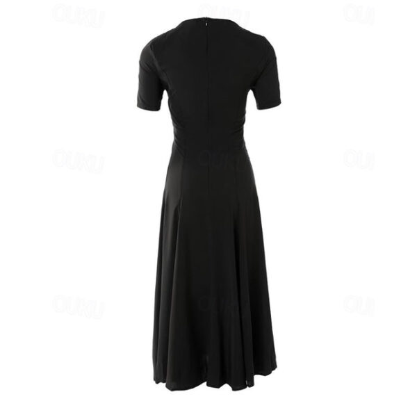 Women's Black Dress Maxi Dress Cotton Draped Split Thigh High Slit Button Vacation Casual V Neck Short Sleeve Summer 2025 - US $37.99