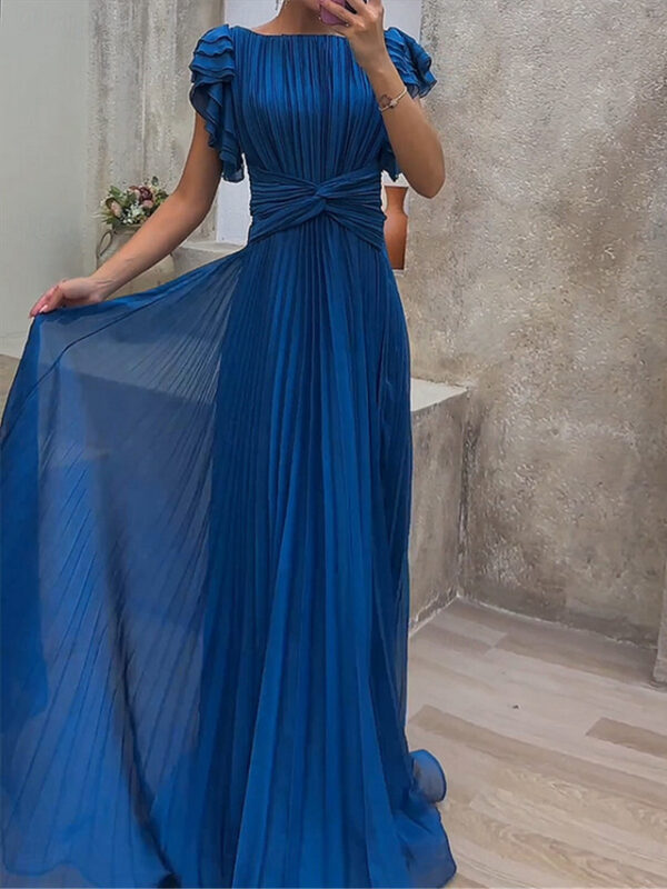 Women's Black Dress Prom Dress Party Dress Ruffle Knot Front Crew Neck Short Sleeve Winter Dress Wedding Guest Pink Blue Spring Fall 2025 - US $44.99