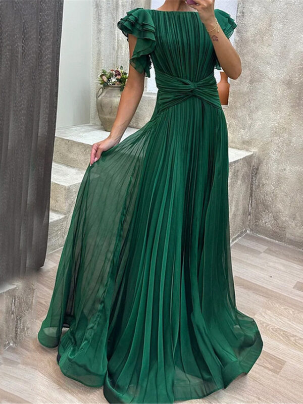 Women's Black Dress Prom Dress Party Dress Ruffle Knot Front Crew Neck Short Sleeve Winter Dress Wedding Guest Pink Blue Spring Fall 2025 - US $44.99