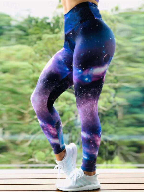 Women's Leggings Active Fashion Athletic Full Length High Waist Graphic Galaxy Tie Dye Print High Cut Breathability Comfortable Micro-elastic Outdoor