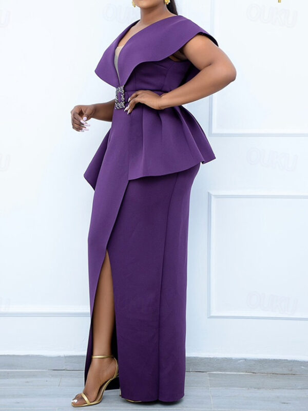 Women's Plus Size Curve Party Dress Solid Color V Neck Short Sleeve Spring Summer Prom Dress Maxi long Dress Party Dress 2025 - US $69.99