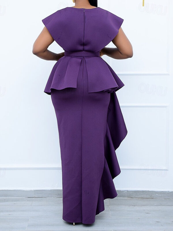 Women's Plus Size Curve Party Dress Solid Color V Neck Short Sleeve Spring Summer Prom Dress Maxi long Dress Party Dress 2025 - US $69.99