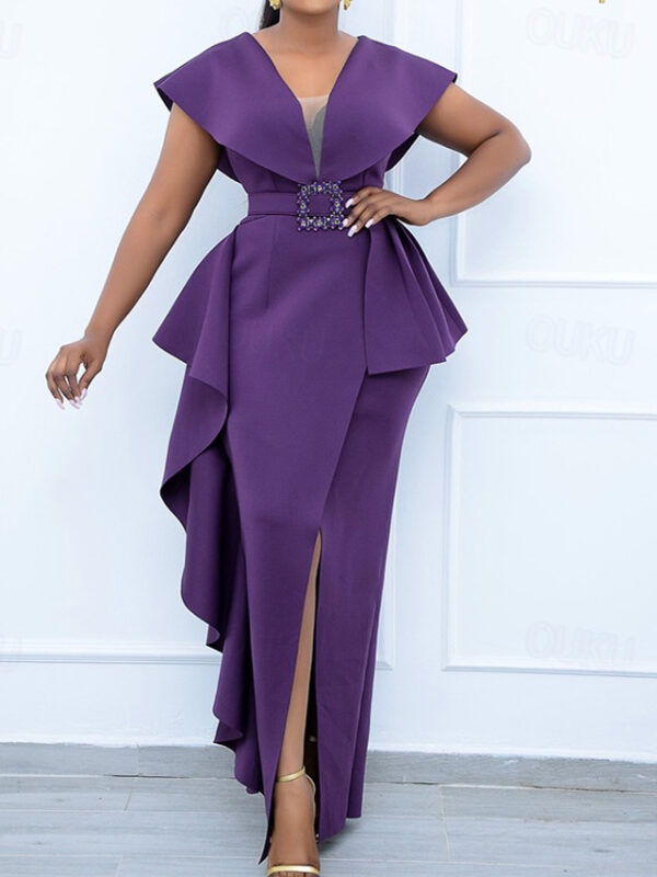 Women's Plus Size Curve Party Dress Solid Color V Neck Short Sleeve Spring Summer Prom Dress Maxi long Dress Party Dress 2025 - US $69.99
