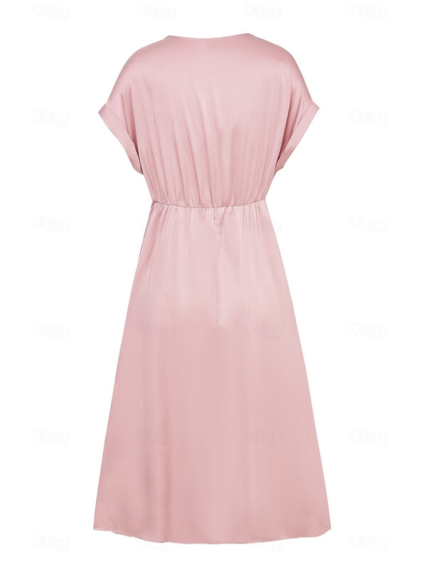 Women's V-Neck Wrap Dress Pastel Pink Short Sleeve High-Low Midi Elegant Casual Date Work Summer Fashion Clothing Apparel 2025 - US $37.99