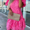 Women's White Dress Mini Dress Lace with Sleeve Vacation Elegant Stand Collar Short Sleeve White Purple Fuchsia Color 2025 - US $39.99