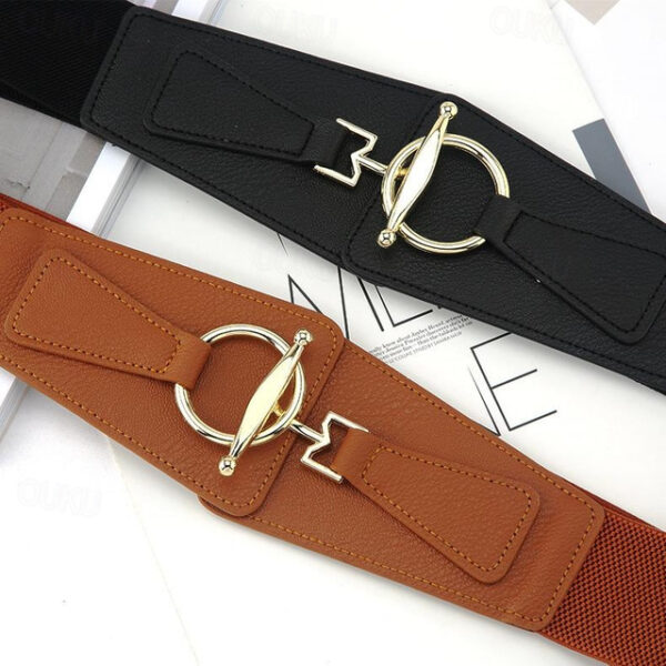 Women's Wide Belt Corset Belt PU Leather Buckle Free Geometric Formal Classic Party Work Black khaki 2025 - US $6.49